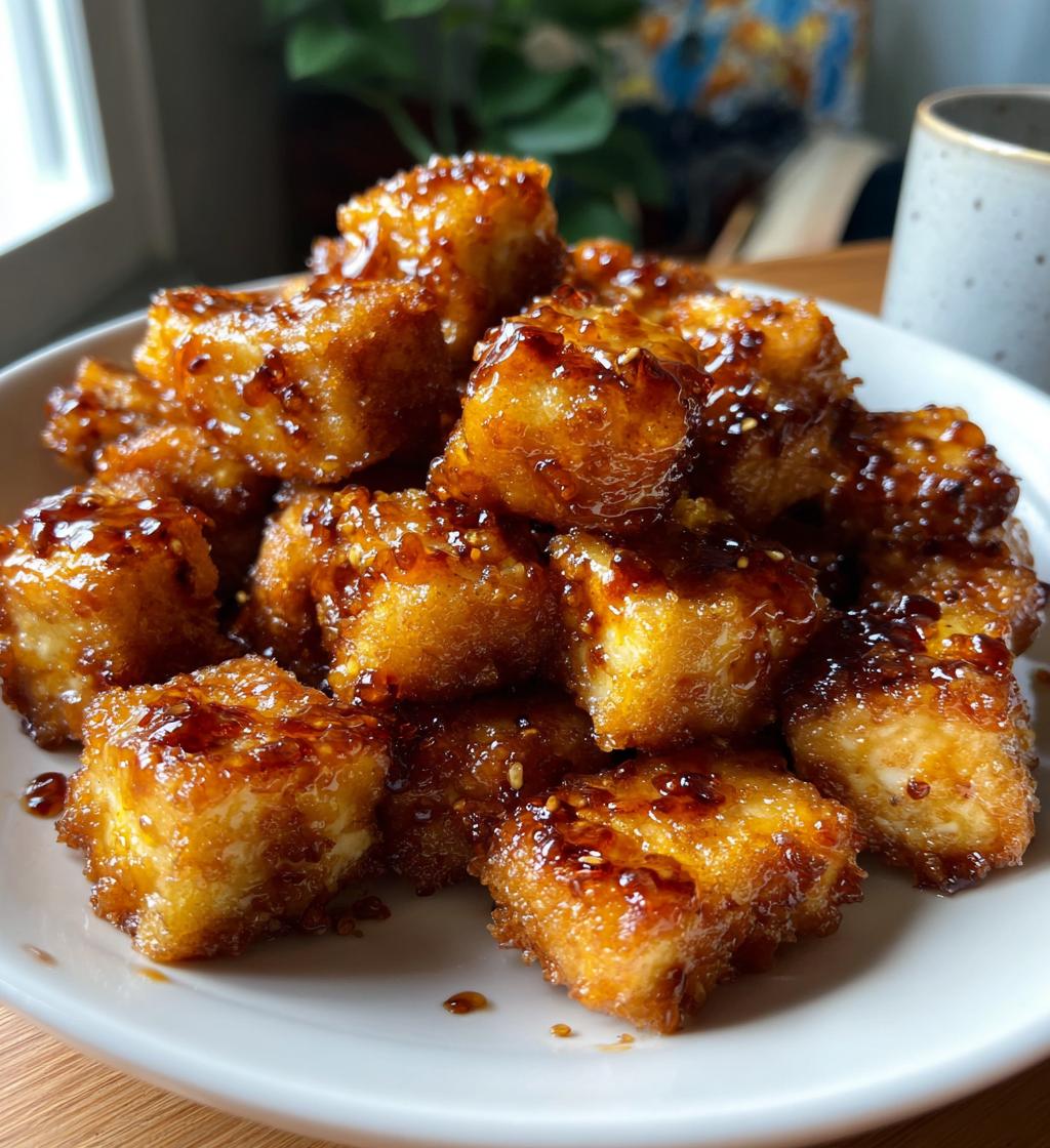 crispy honey garlic tofu - detail 1