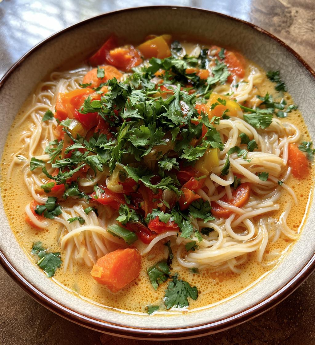 curry coconut noodle soup - detail 1