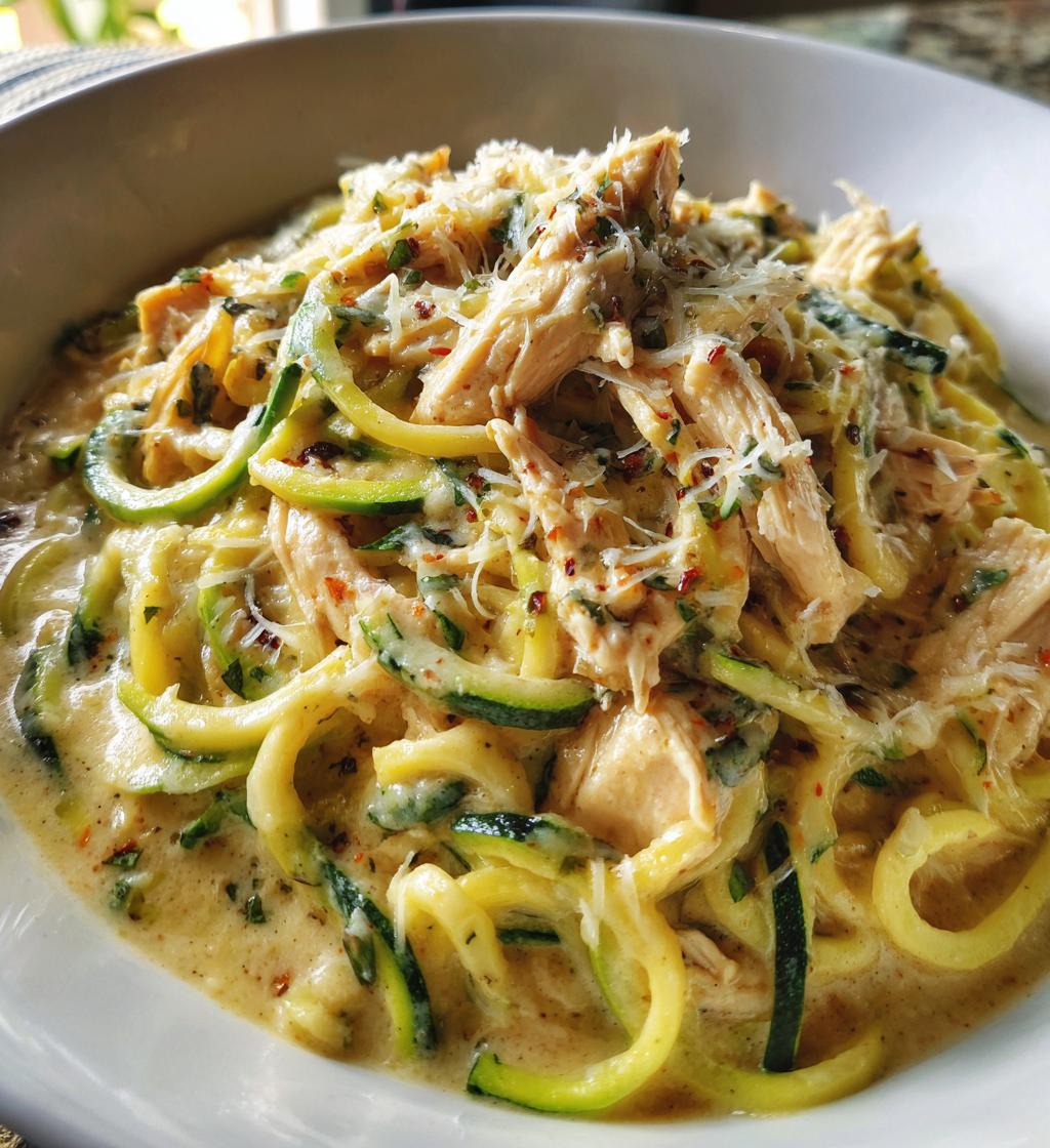 easy chicken and creamy alfredo zoodles - detail 1