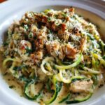 easy chicken and creamy alfredo zoodles
