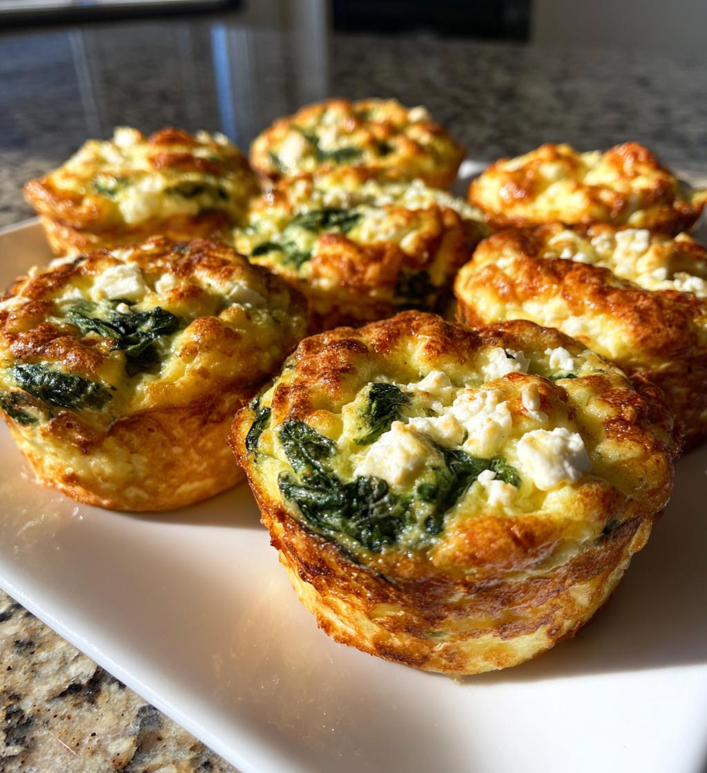 egg muffins with spinach and feta - detail 1