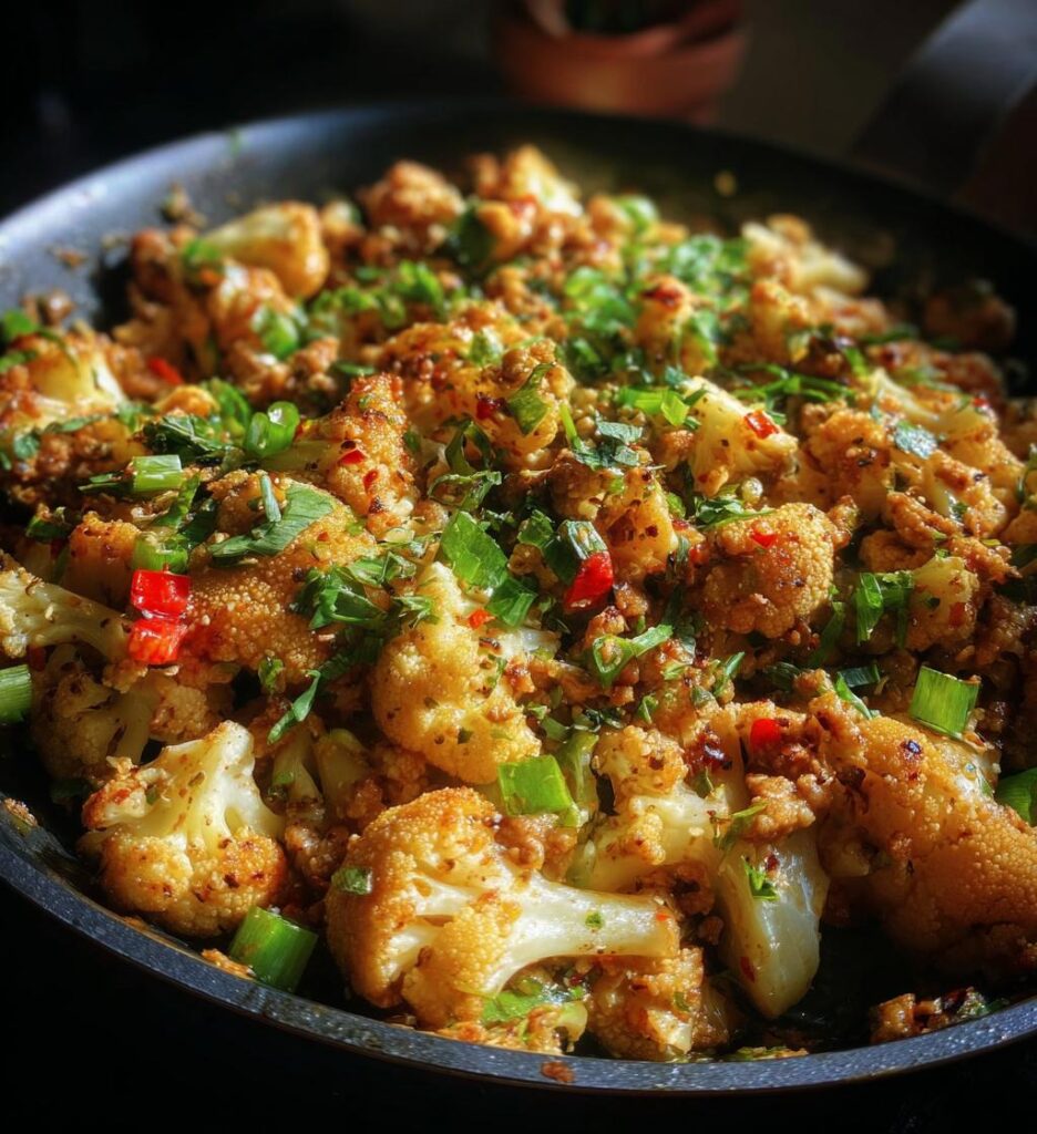 garlic butter ground turkey with cauliflower skillet