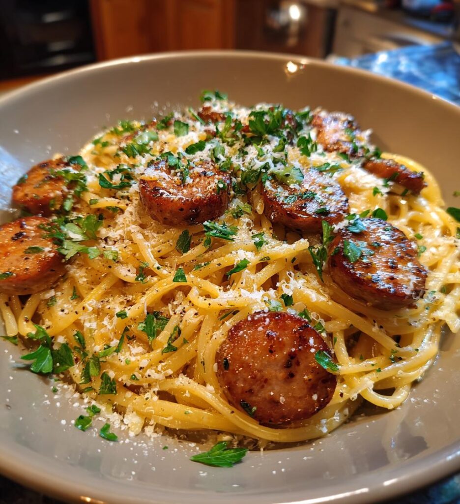 garlic butter sausage pasta