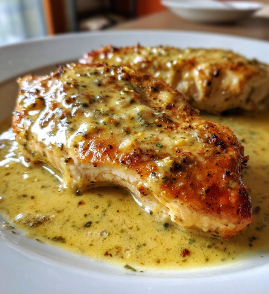 garlic chicken with asiago gravy