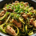 garlic chicken zucchini noodles stir fry