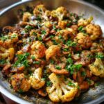 garlic mushrooms cauliflower skillet