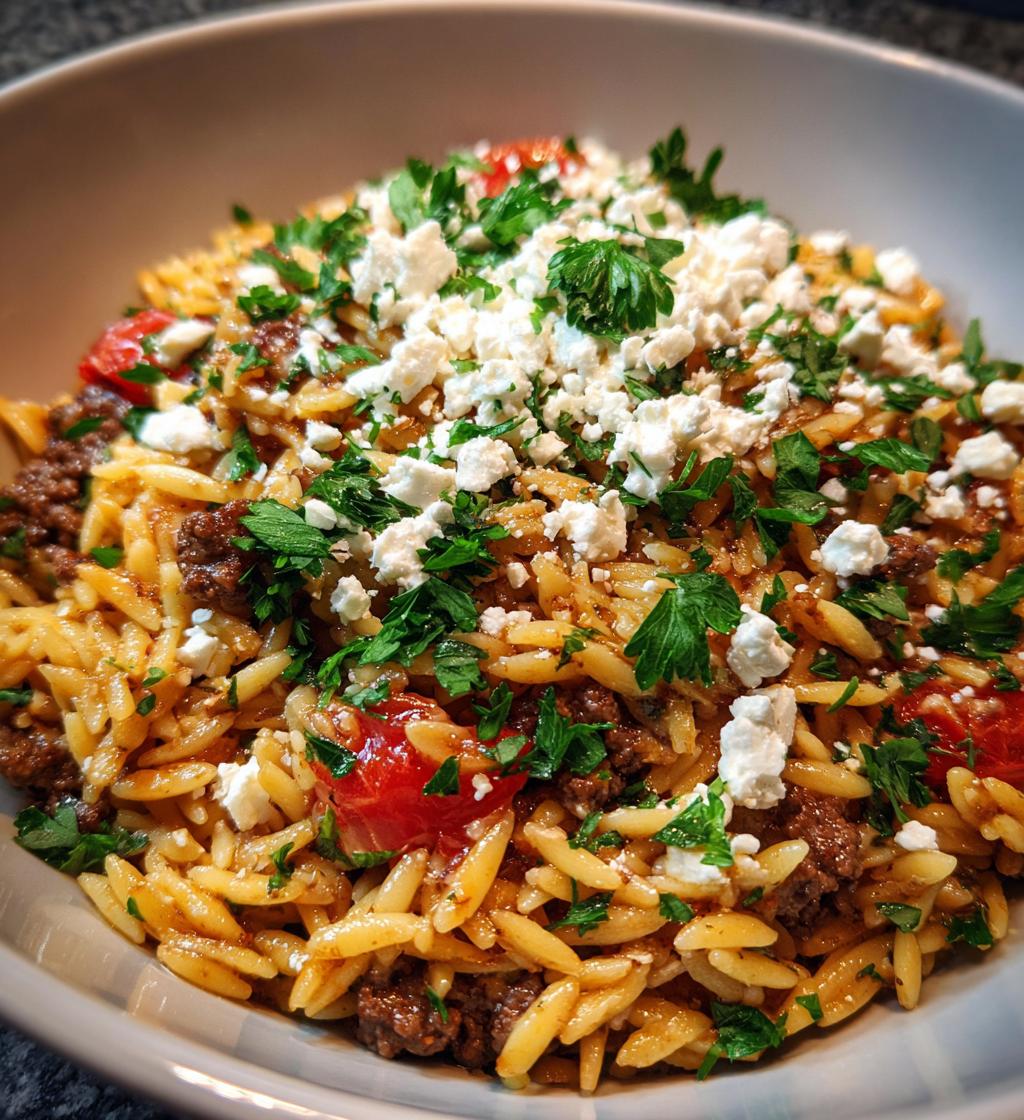 greek beef orzo pasta - detail 1