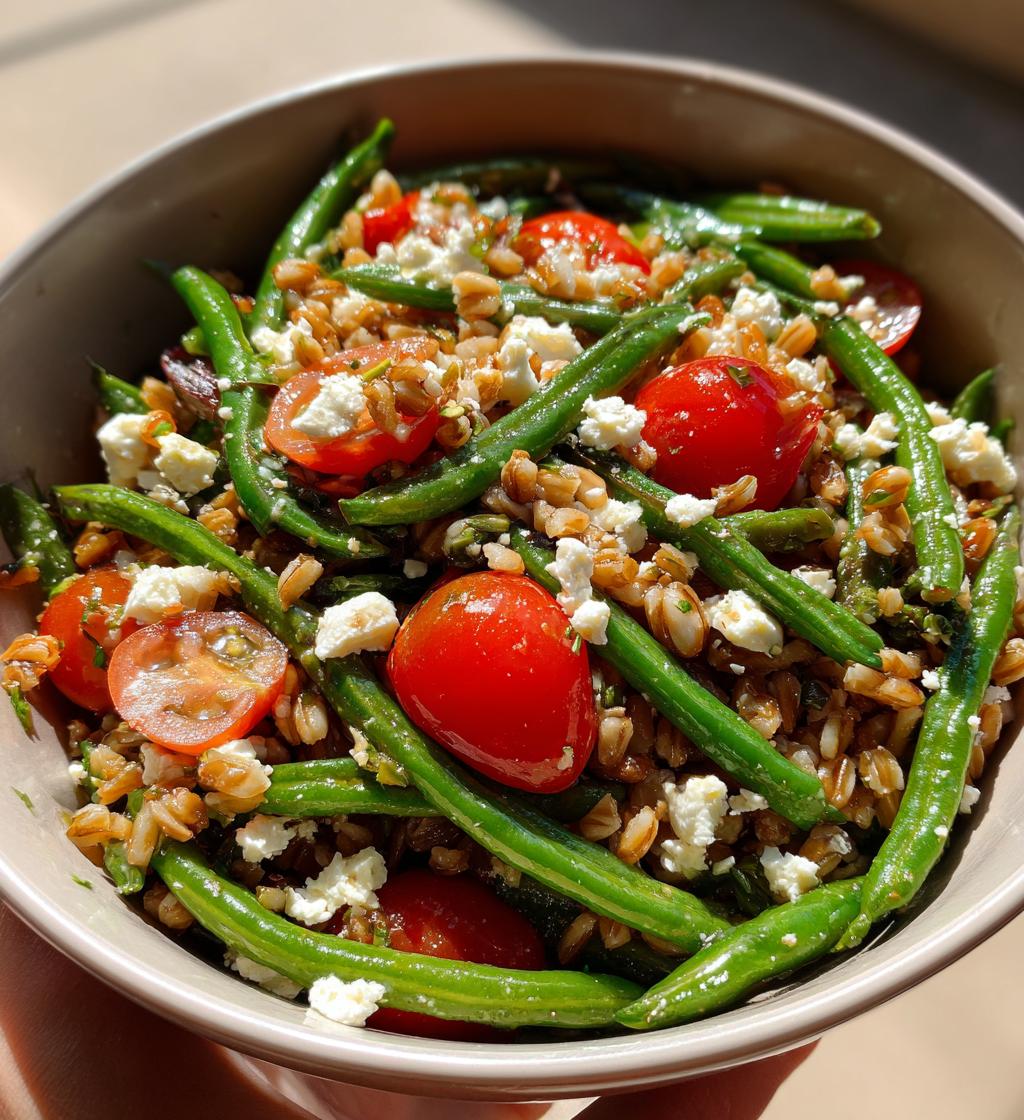 green bean and farro picnic salad - detail 1