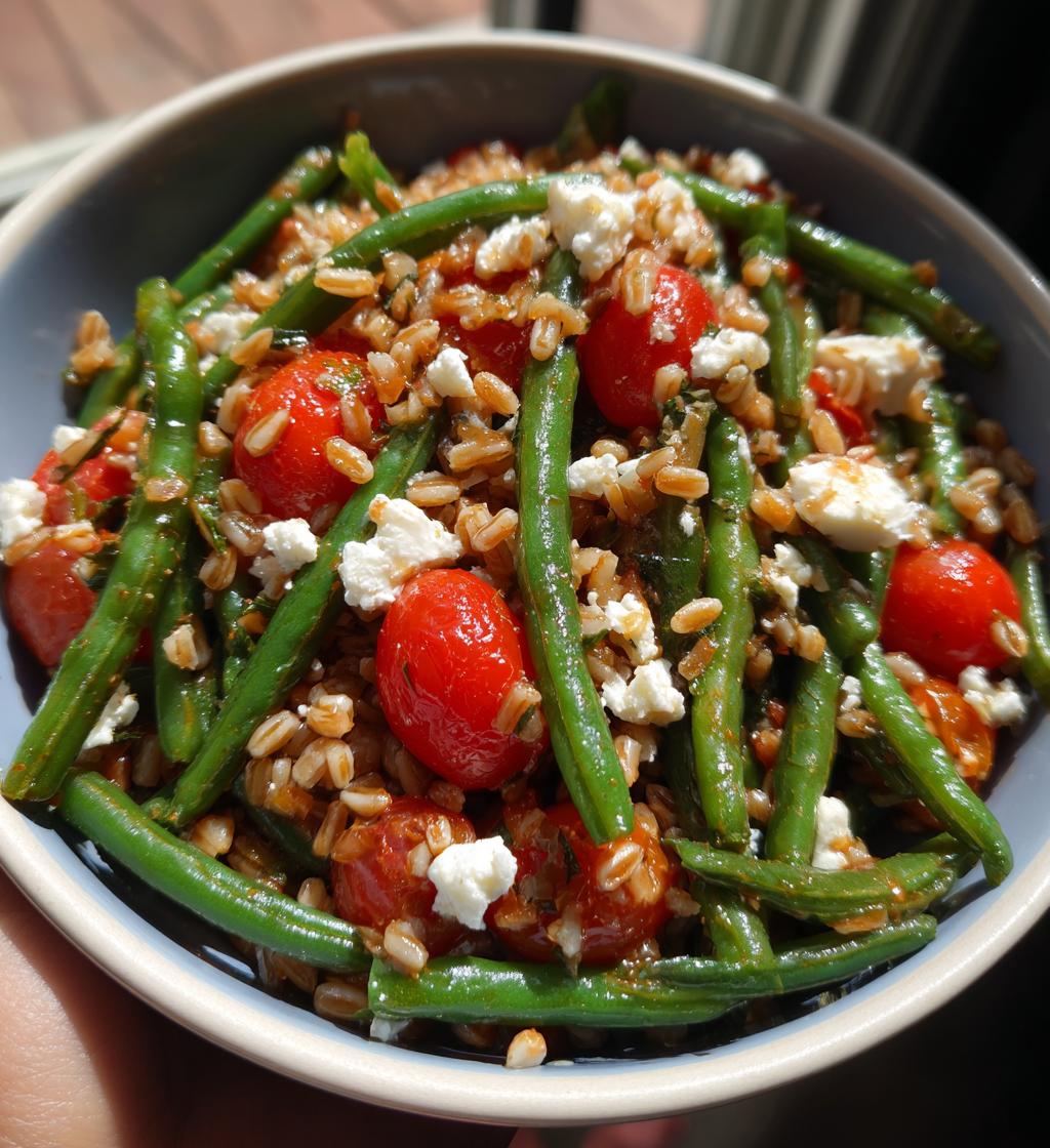 green bean and farro picnic salad