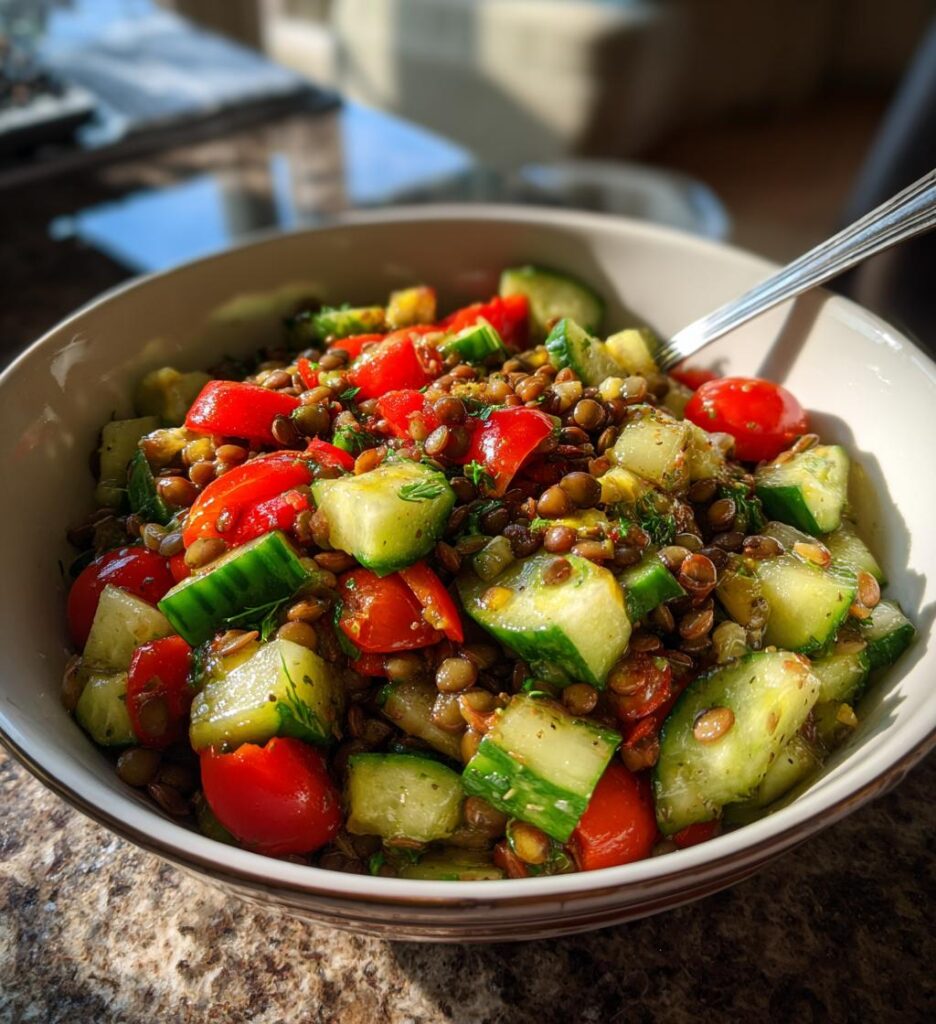 healthy mediterranean lentil salad