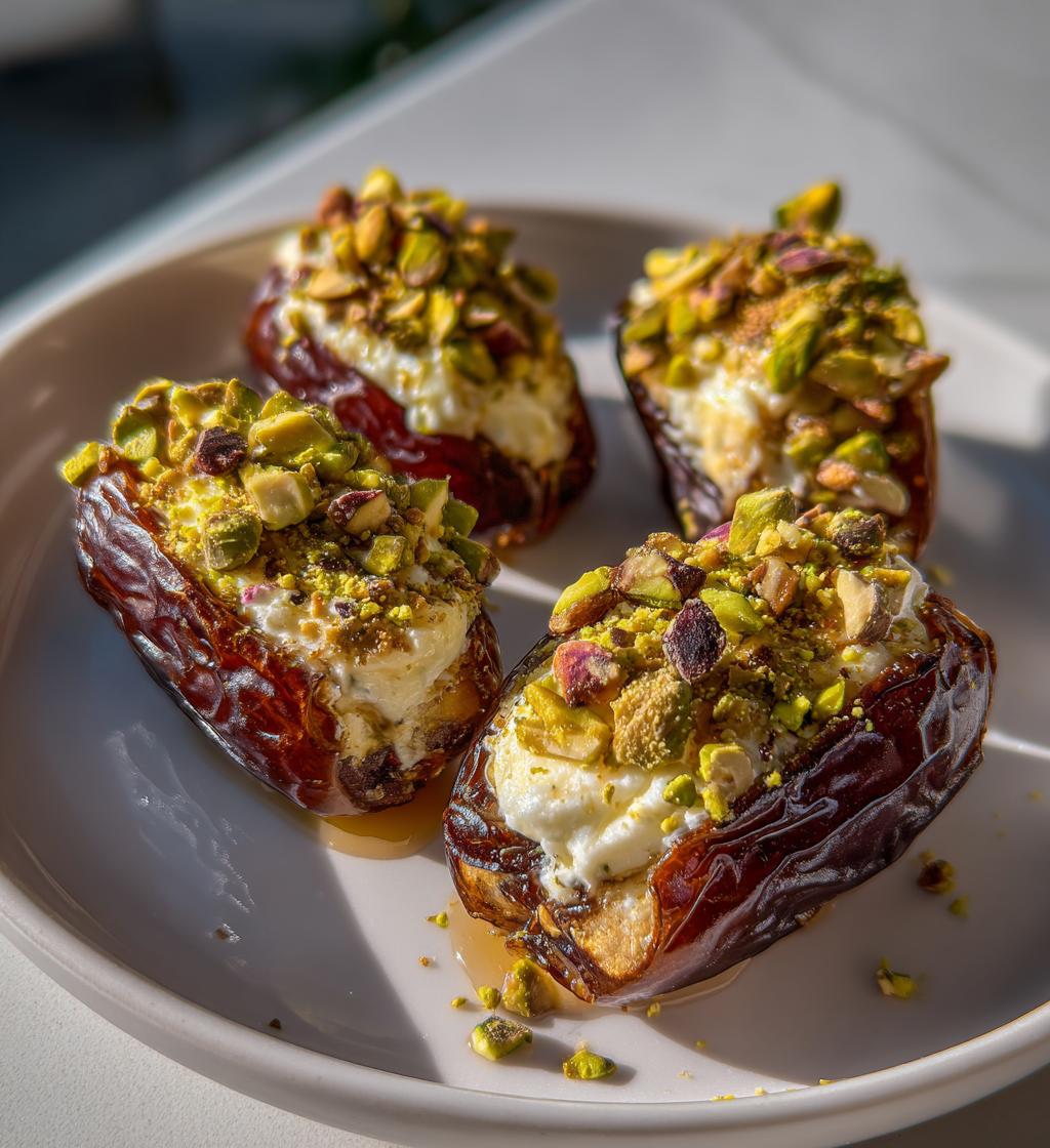 honey pistachio ricotta stuffed dates - detail 1