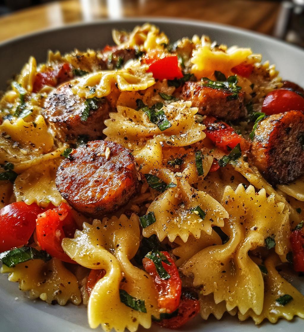 italian sausage with bow tie pasta - detail 1