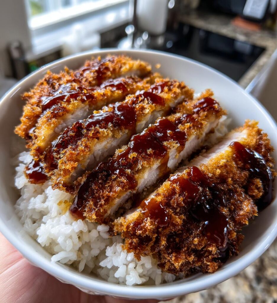 japanese katsu bowls with tonkatsu sauce