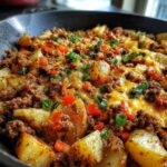 loaded ground beef and potatoes skillet