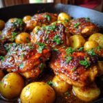 one pan honey garlic chicken and potatoes