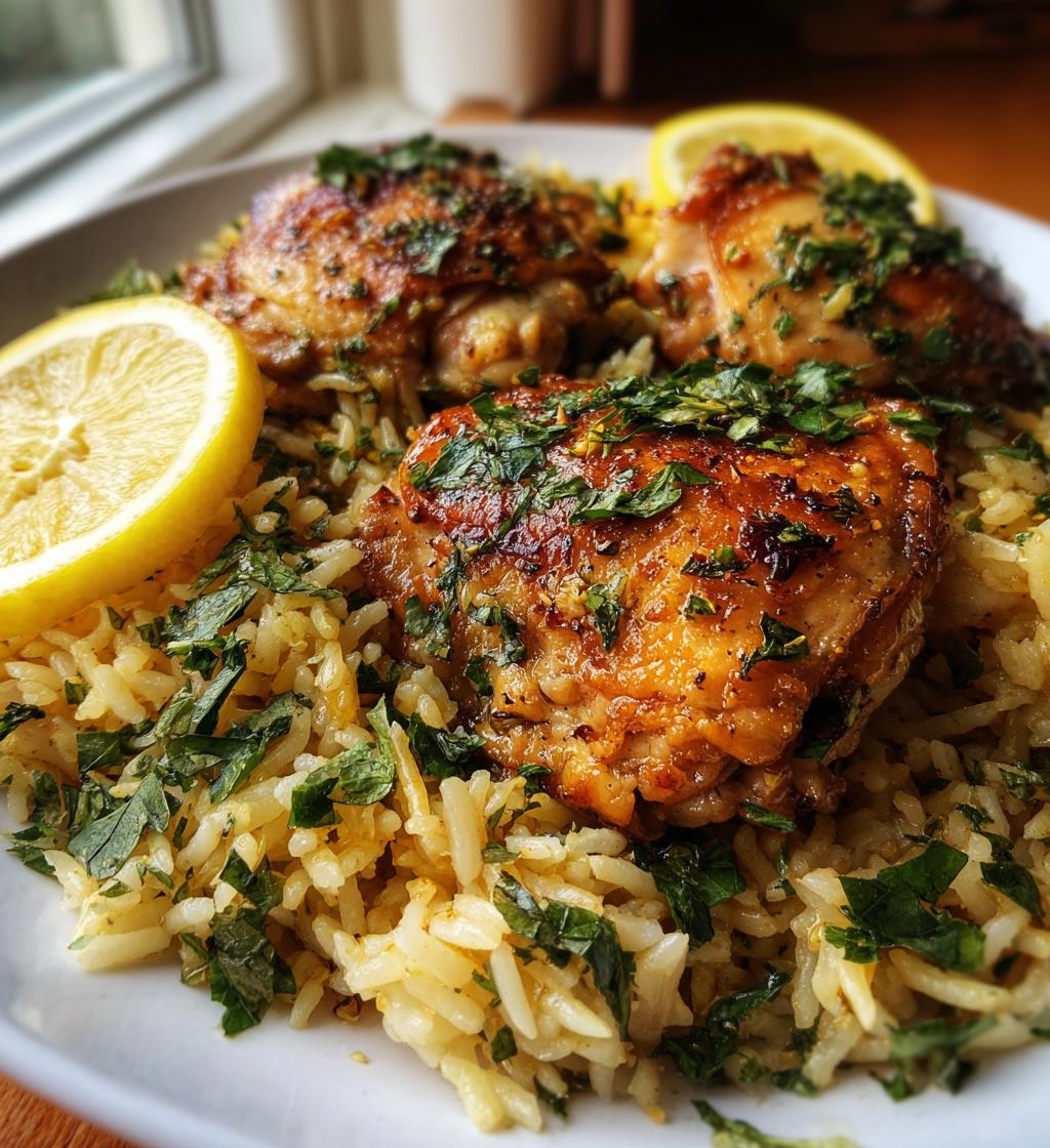 one pot lemon herb chicken and rice - detail 1