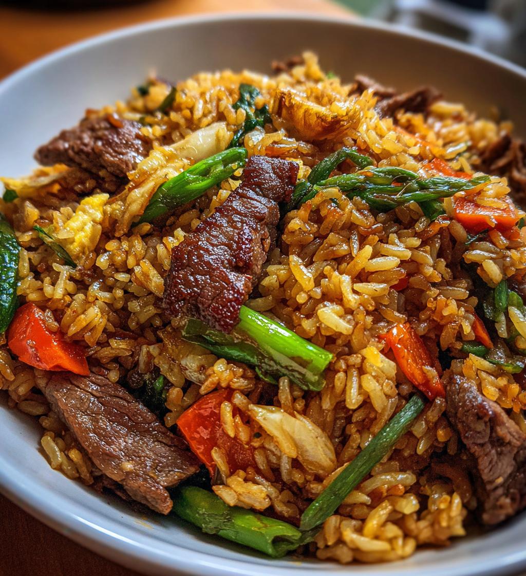 onion beef fried rice recipe - detail 1