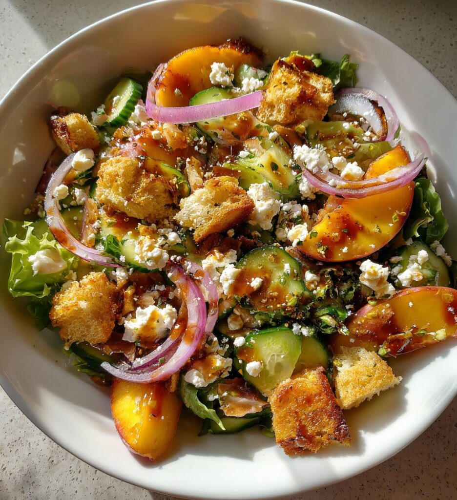 peach panzanella salad
