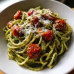 pesto pasta with roasted tomatoes