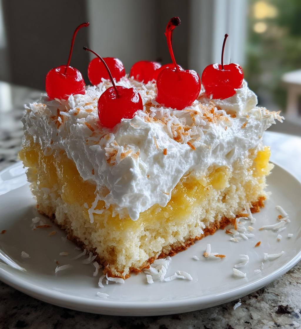 pina colada poke cake - detail 1