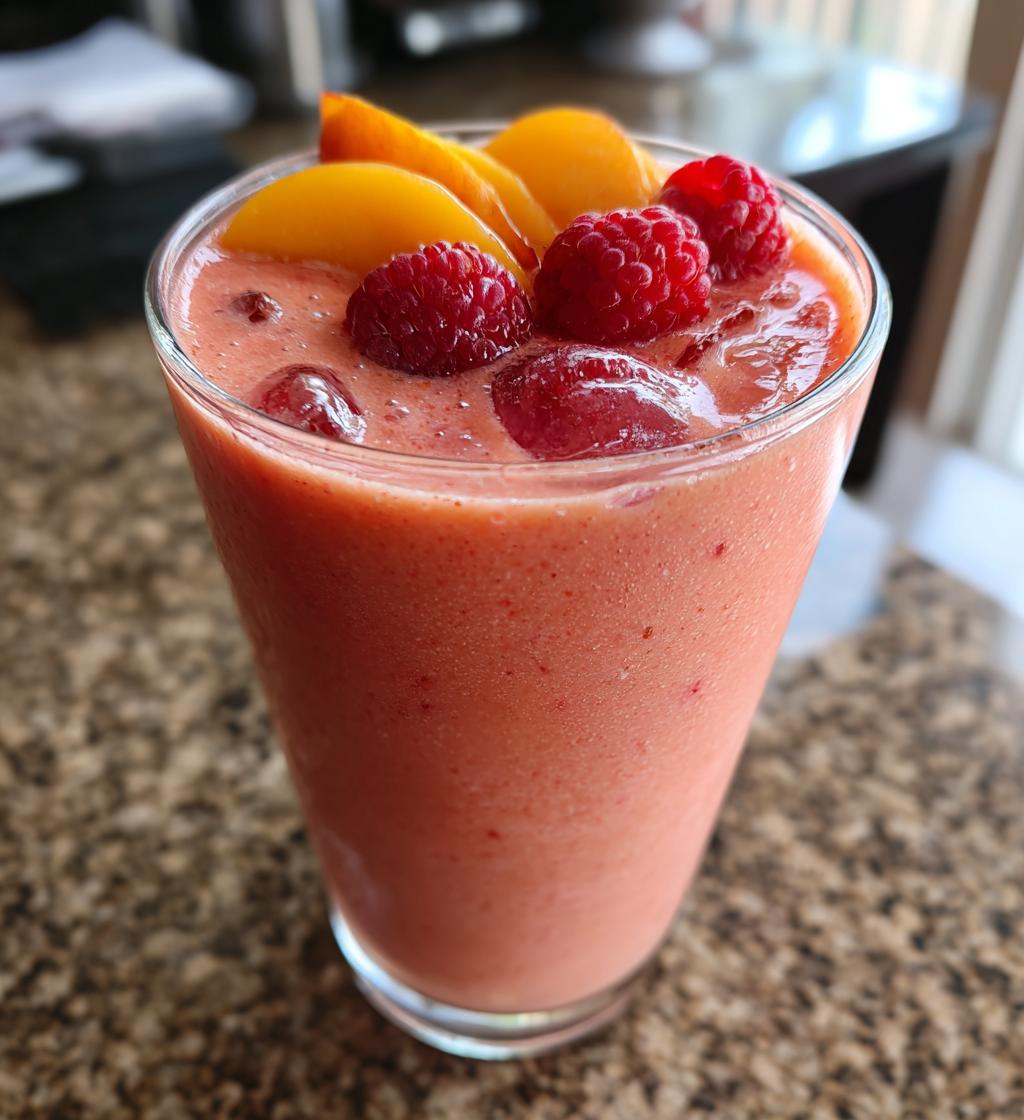 raspberry peach protein smoothie recipe - detail 1