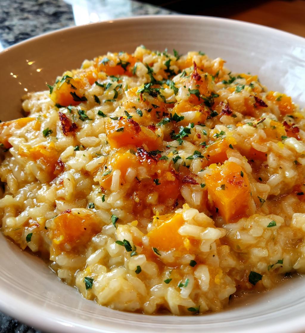 roasted garlic and butternut squash risotto - detail 1