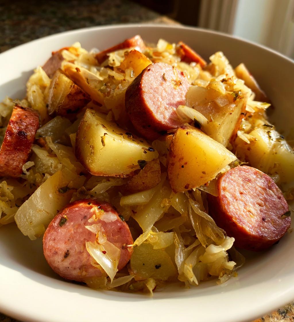 sausage sauerkraut and potatoes - detail 1