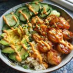 shrimp rice bowls with spicy mayo