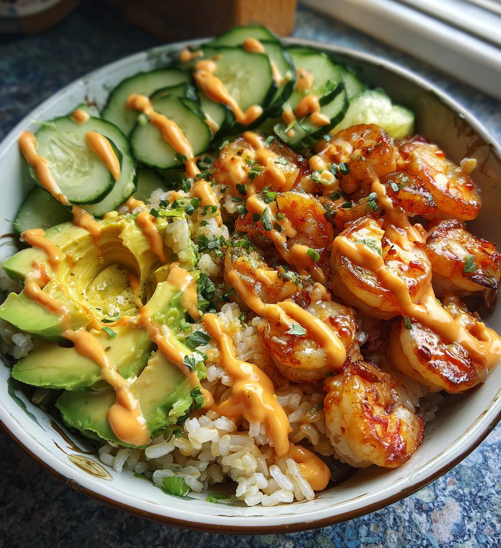shrimp rice bowls with spicy mayo
