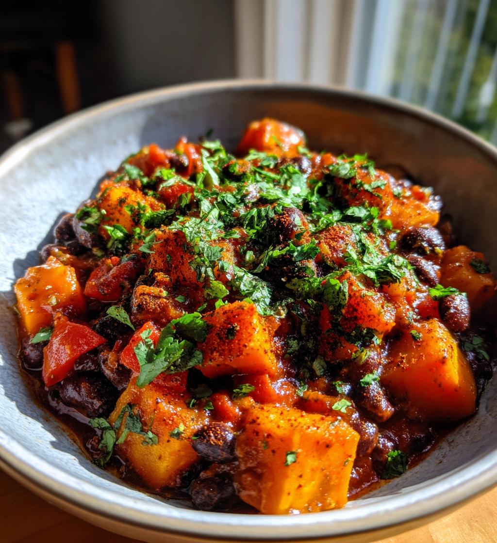 slow cooker sweet potato black bean chili - detail 1