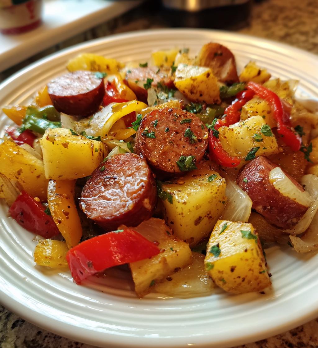 smoked sausage and potatoes skillet - detail 1