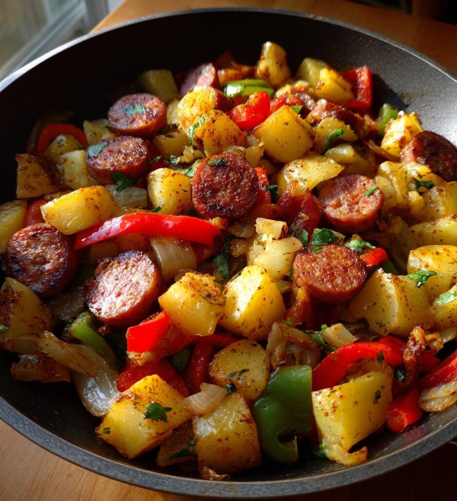 smoked sausage and potatoes skillet