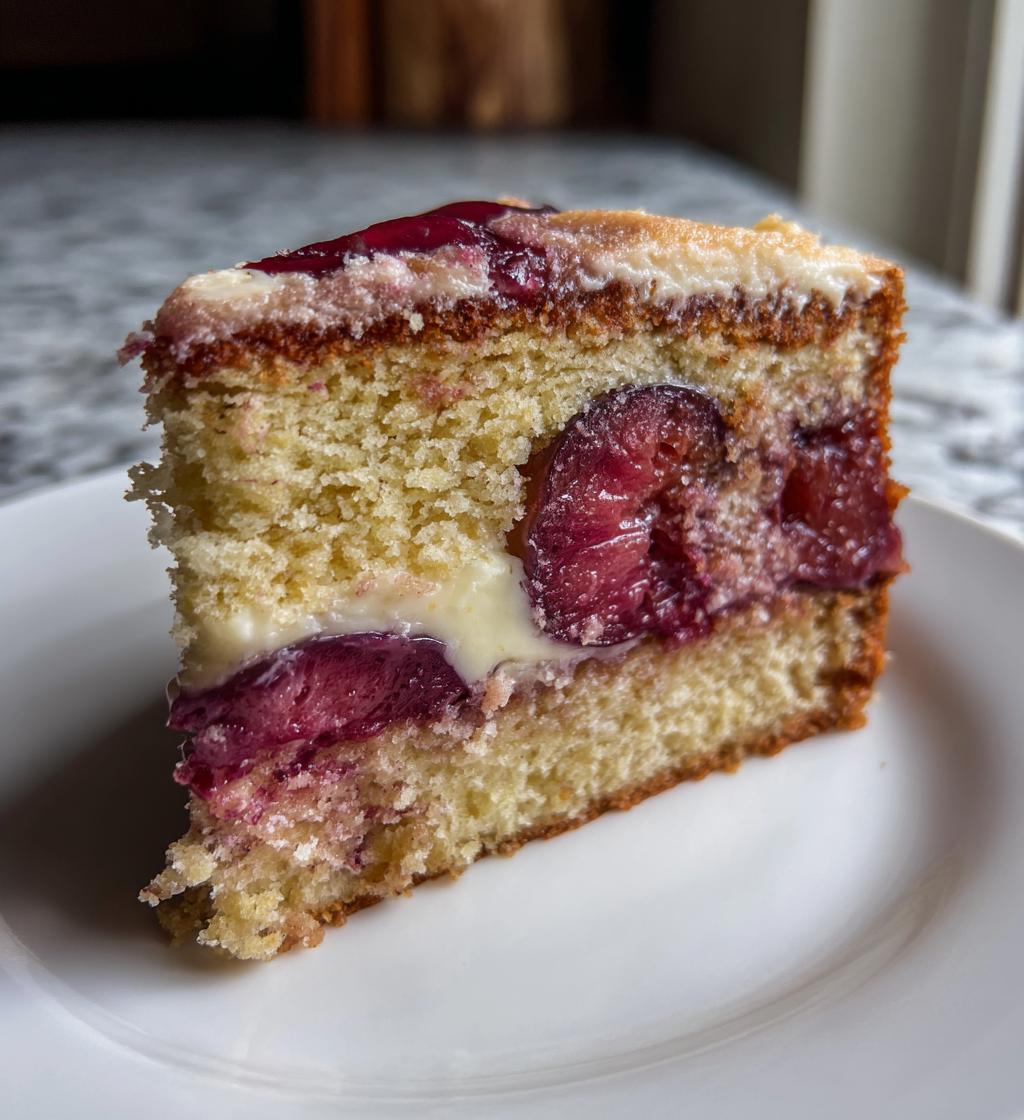 spiced plum custard cake - detail 1
