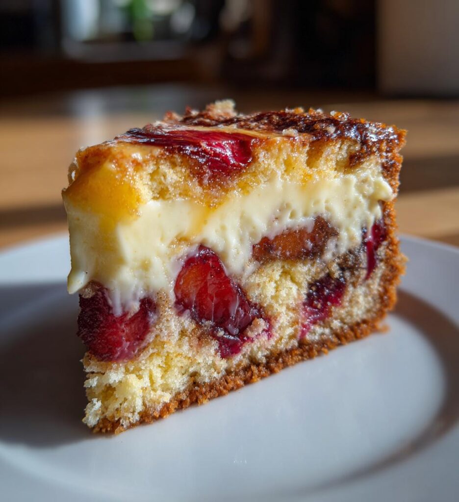 spiced plum custard cake