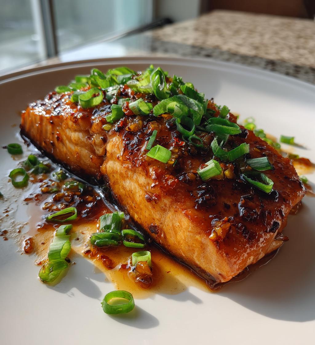 spicy honey garlic salmon - detail 1