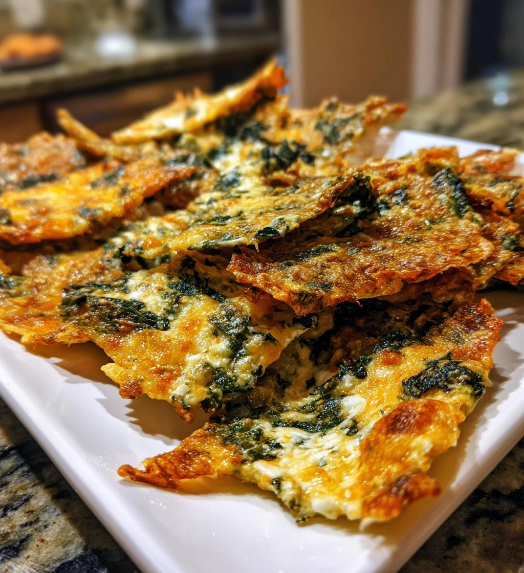 spinach dip cheese crisps - detail 1