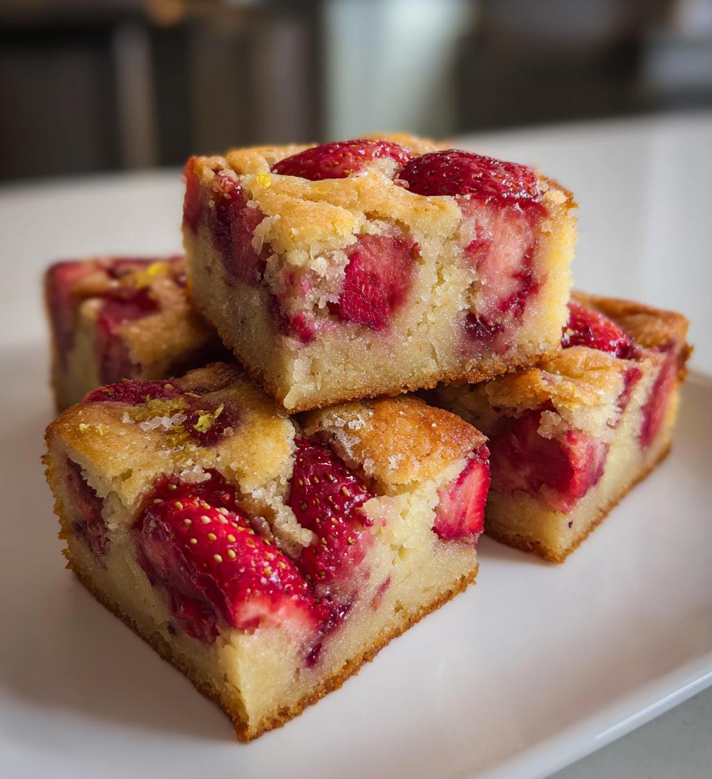 strawberry lemon blondies - detail 1
