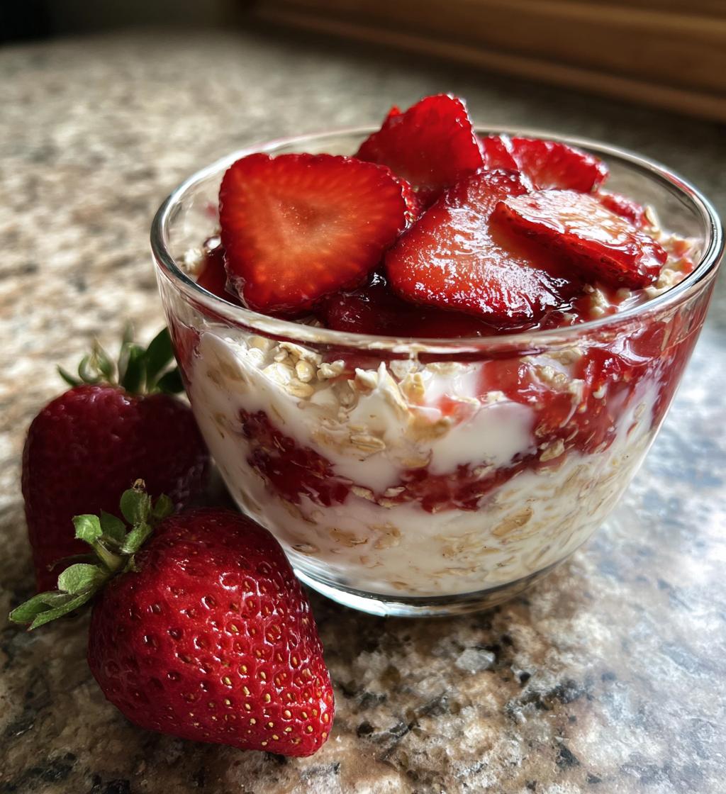strawberry overnight oats - detail 1