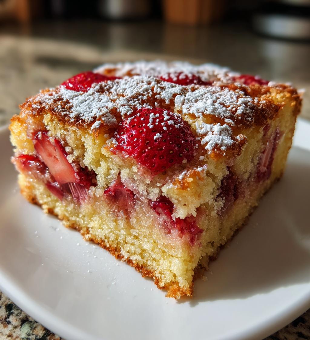 strawberry rhubarb cake - detail 1