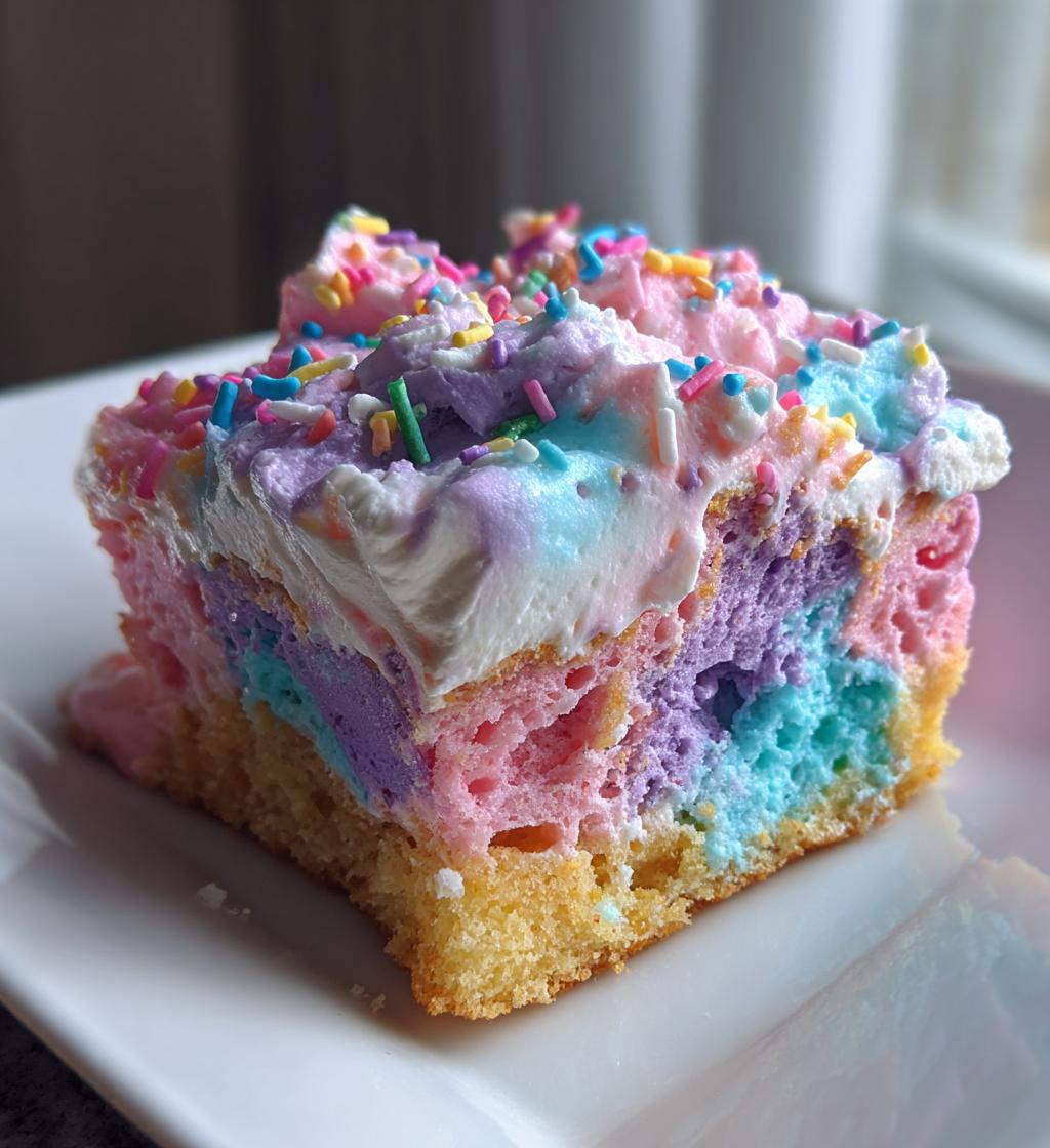 unicorn poke cake - detail 1
