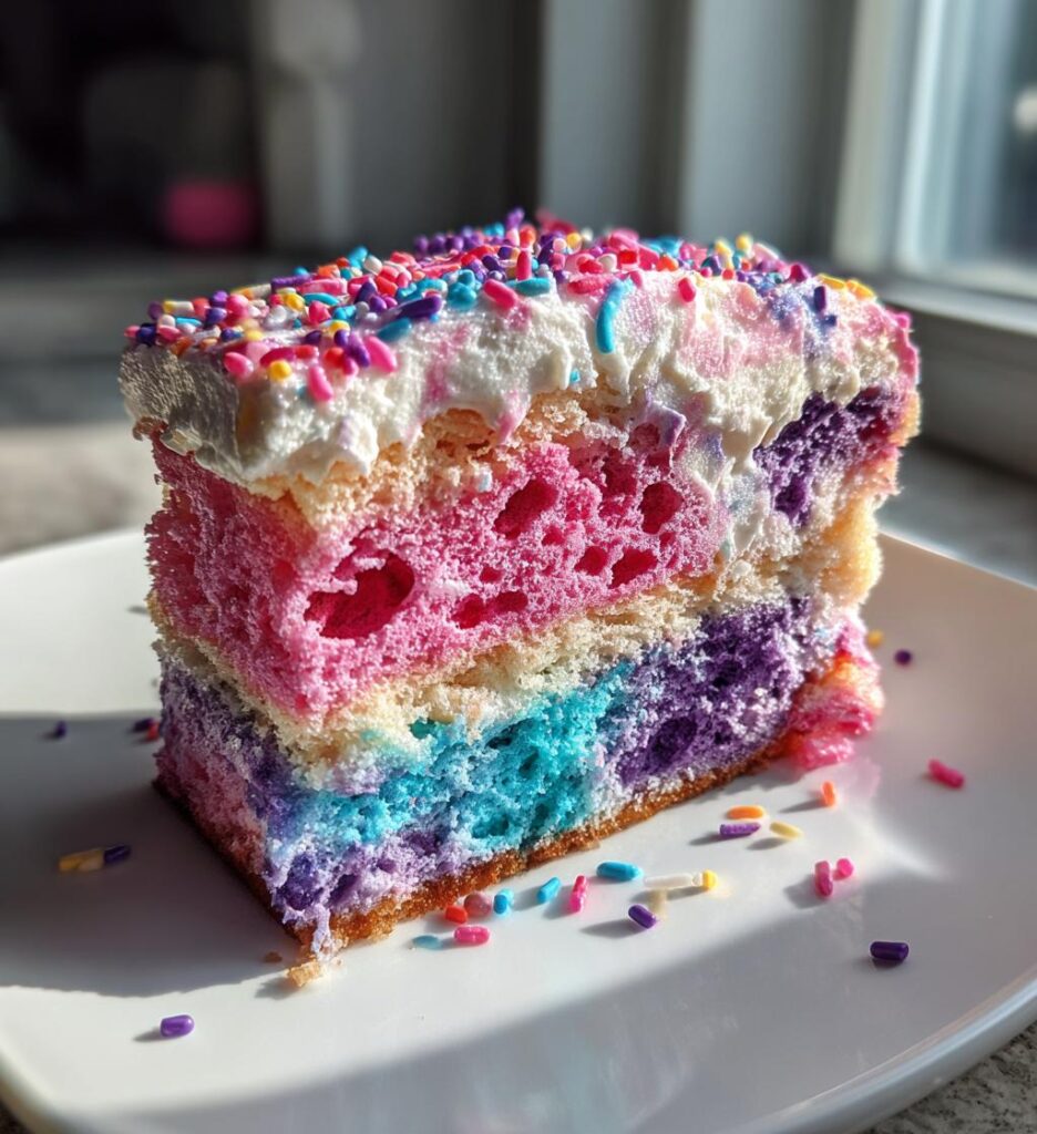 unicorn poke cake
