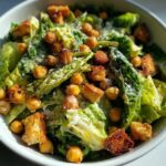vegan caesar salad with chickpeas