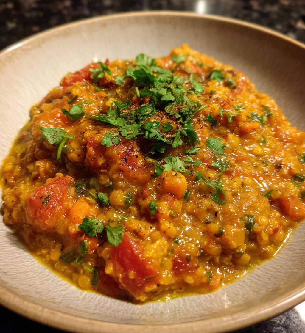 vegan red lentil curry - detail 1