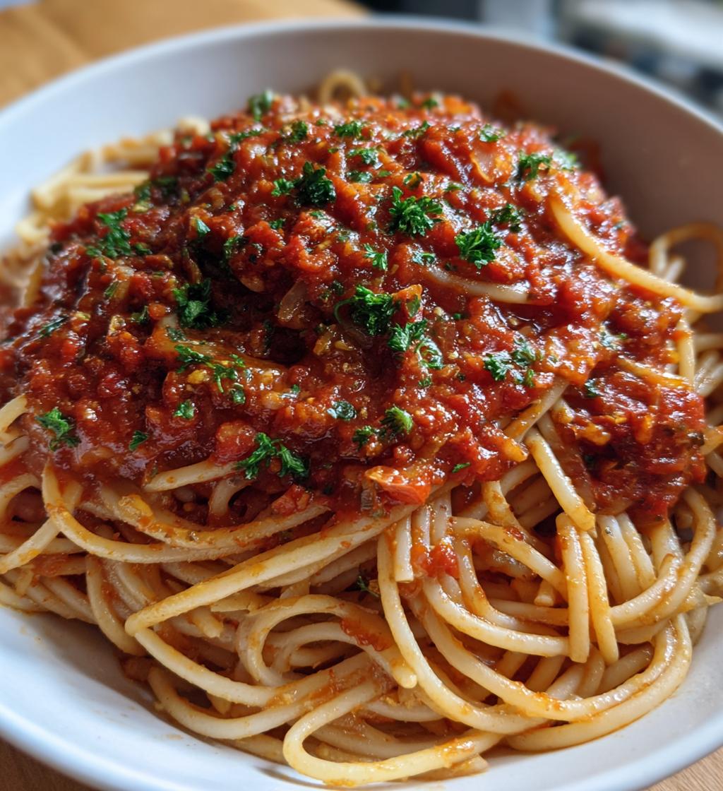vegan spaghetti sauce - detail 1
