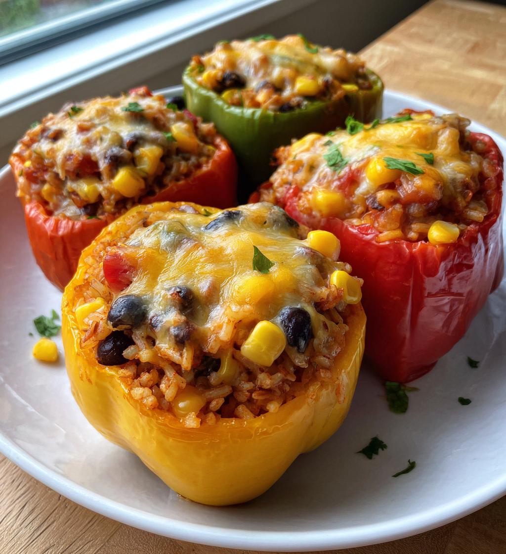 vegetarian stuffed bell peppers with rice - detail 1