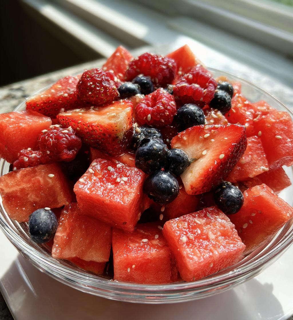watermelon berry fruit salad - detail 1