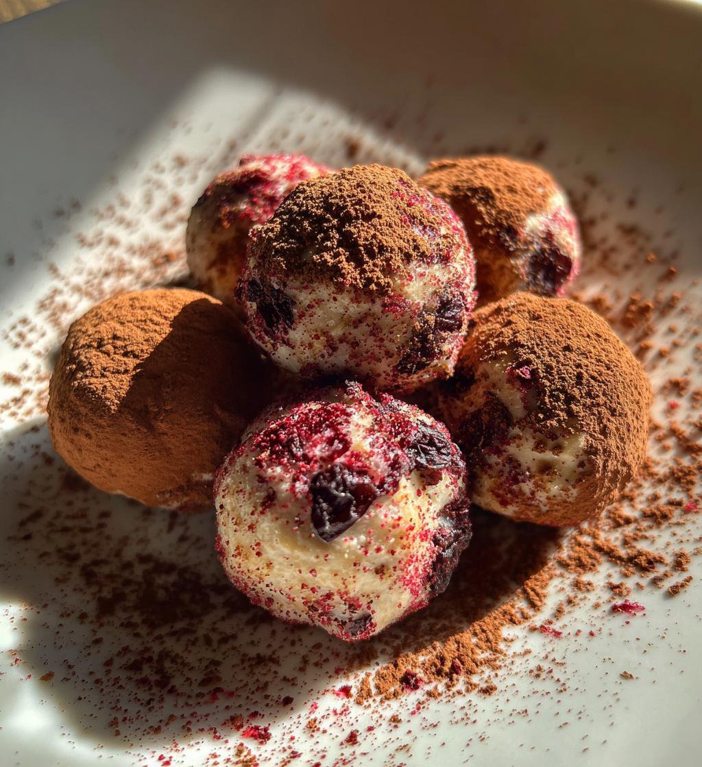 white chocolate raspberry truffles - detail 1