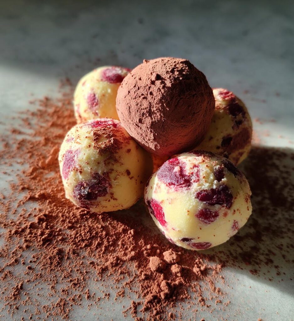 white chocolate raspberry truffles