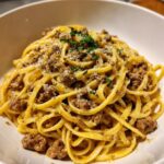 Creamy Parmesan Beef Linguine with Garlic Butter Sauce