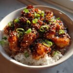 air fried teriyaki salmon bites rice bowl